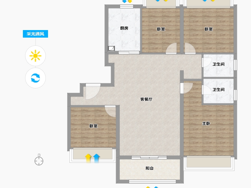 上海-上海市-大华朗香��园-107.10-户型库-采光通风