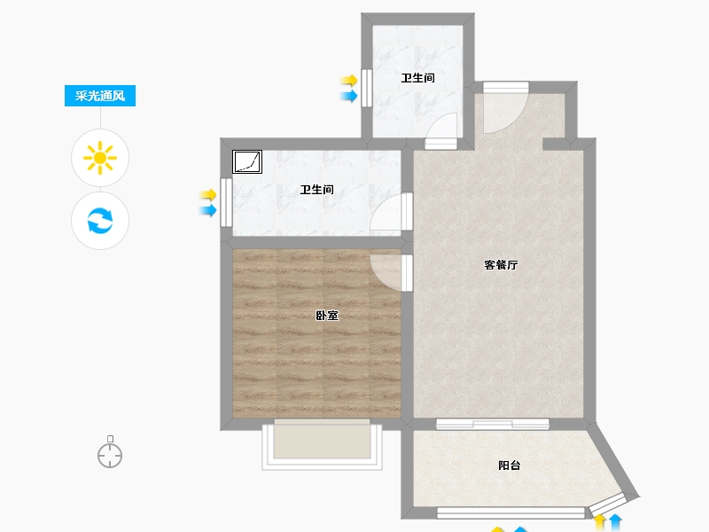 上海-上海市-绿庭尚城�Z悦-53.66-户型库-采光通风