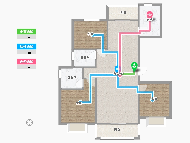 湖南省-长沙市-亿达智造小镇建面120㎡-96.00-户型库-动静线