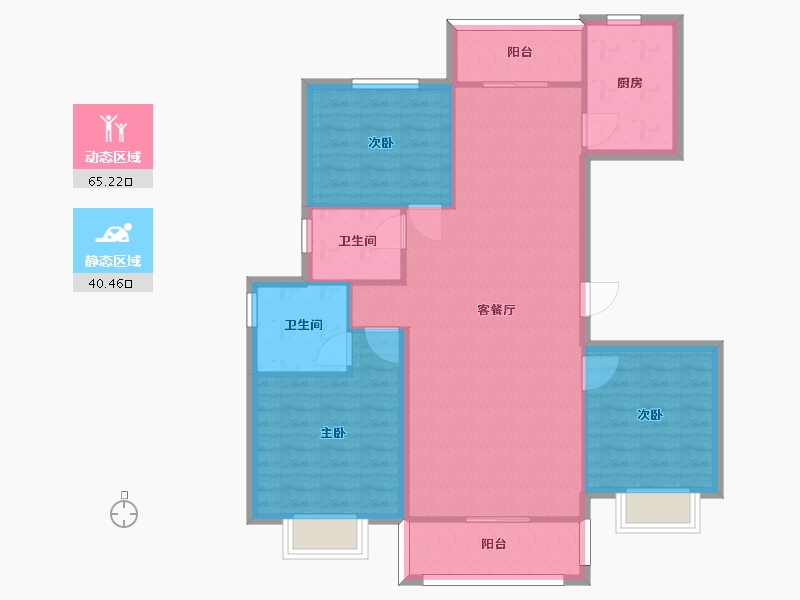 湖南省-长沙市-亿达智造小镇建面120㎡-96.00-户型库-动静分区