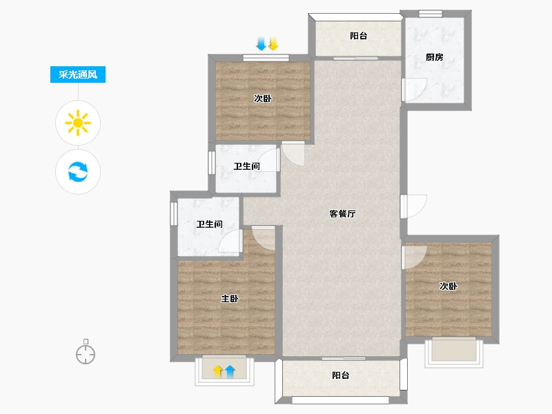 湖南省-长沙市-亿达智造小镇建面120㎡-96.00-户型库-采光通风