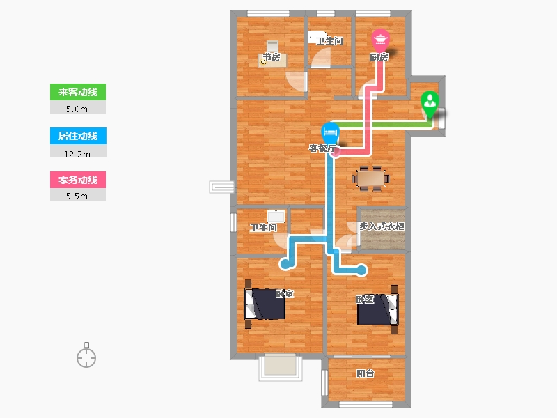 江苏省-南京市-江宁金茂悦11幢B3户型116m²-92.99-户型库-动静线