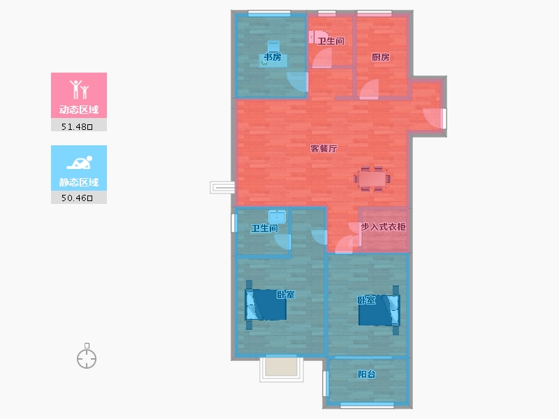 江苏省-南京市-江宁金茂悦11幢B3户型116m²-92.99-户型库-动静分区