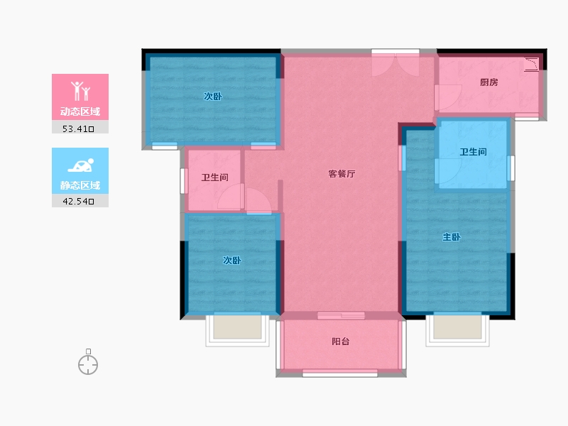 湖南省-长沙市-长房星昇公馆4,3号楼临汐户型120m²-85.34-户型库-动静分区