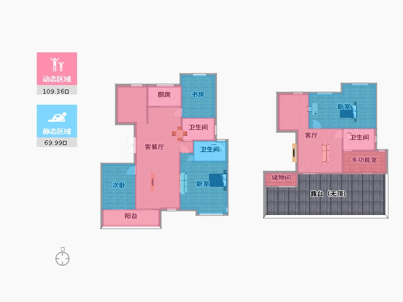 陕西省-西安市-隆基泰和万和郡2号楼,4号楼洋房250m²-200.00-户型库-动静分区