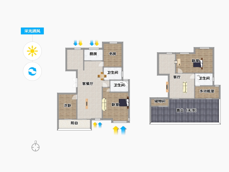 陕西省-西安市-隆基泰和万和郡2号楼,4号楼洋房250m²-200.00-户型库-采光通风