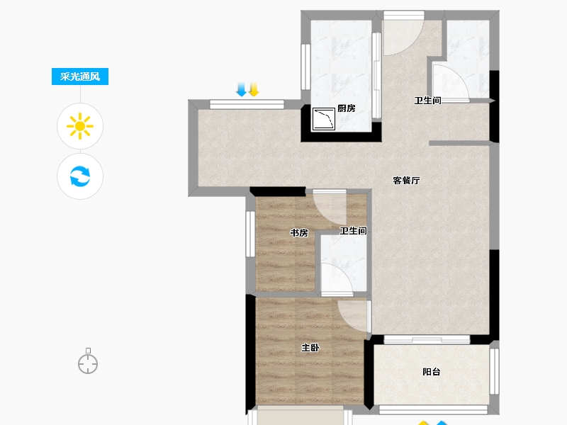 福建省-福州市-碧桂园铂悦府-59.18-户型库-采光通风