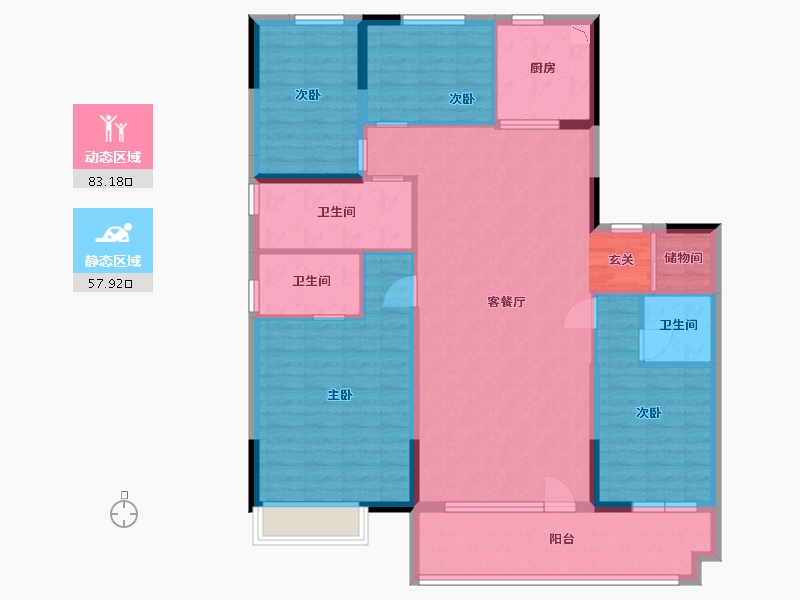 山东省-青岛市-碧桂园・云著-127.37-户型库-动静分区