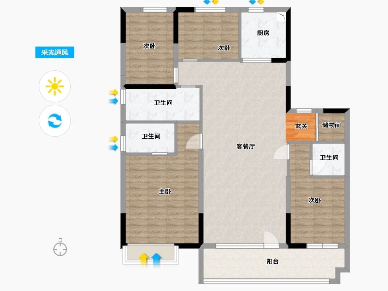 山东省-青岛市-碧桂园・云著-127.37-户型库-采光通风