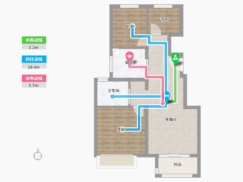 江苏省-苏州市-朗诗・朗绿花园-66.47-户型库-动静线