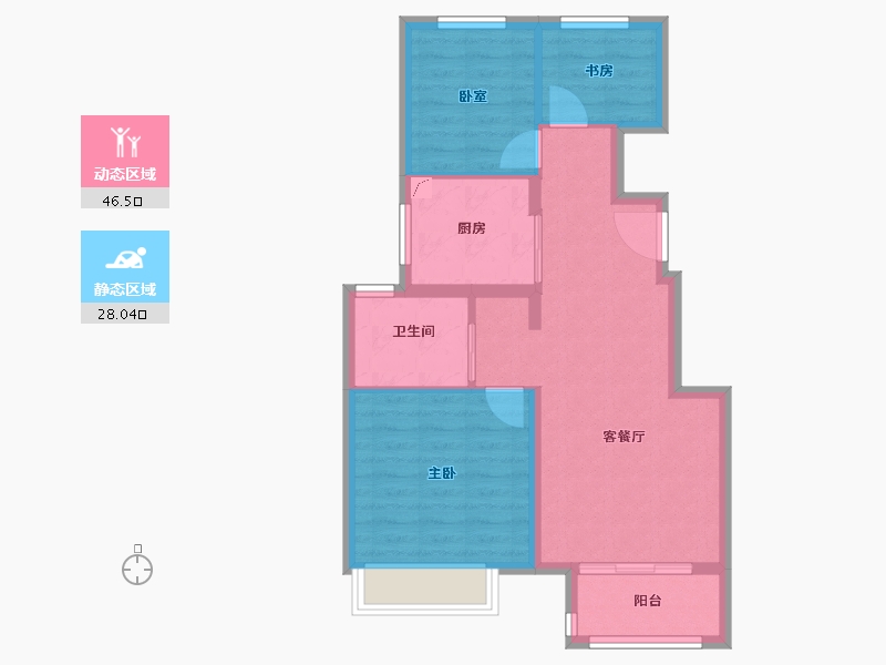 江苏省-苏州市-朗诗・朗绿花园-66.47-户型库-动静分区