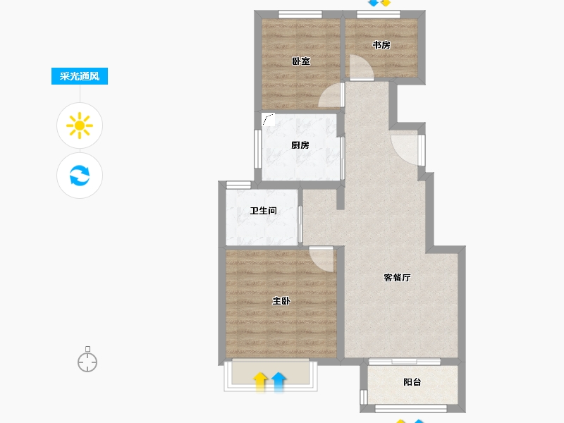 江苏省-苏州市-朗诗・朗绿花园-66.47-户型库-采光通风