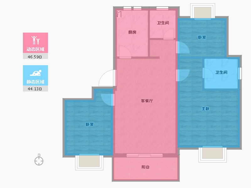 上海-上海市-中冶上河雅筑-81.62-户型库-动静分区