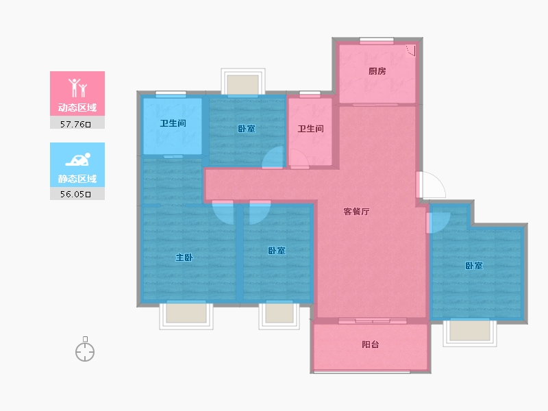 上海-上海市-中冶上河雅筑-101.92-户型库-动静分区