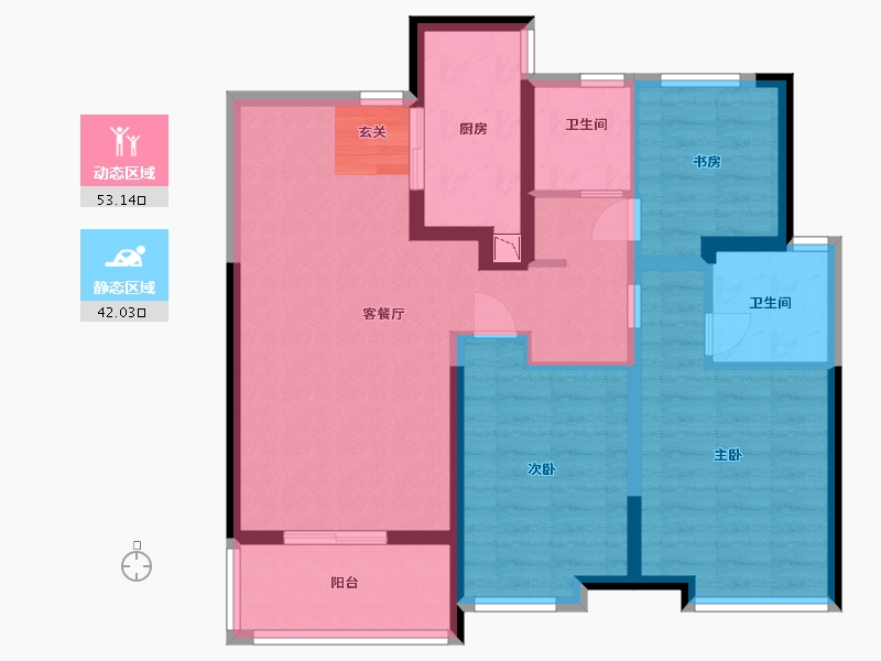 陕西省-西安市-绿城・桂语�m庭-84.05-户型库-动静分区