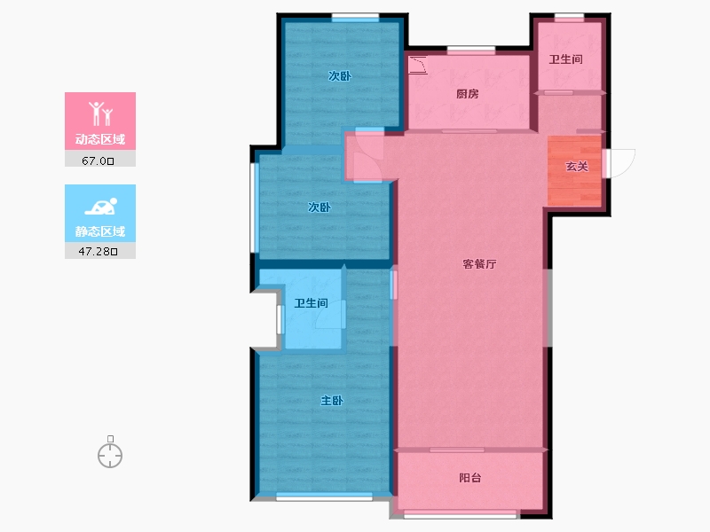 陕西省-西安市-绿城・桂语�m庭-102.40-户型库-动静分区