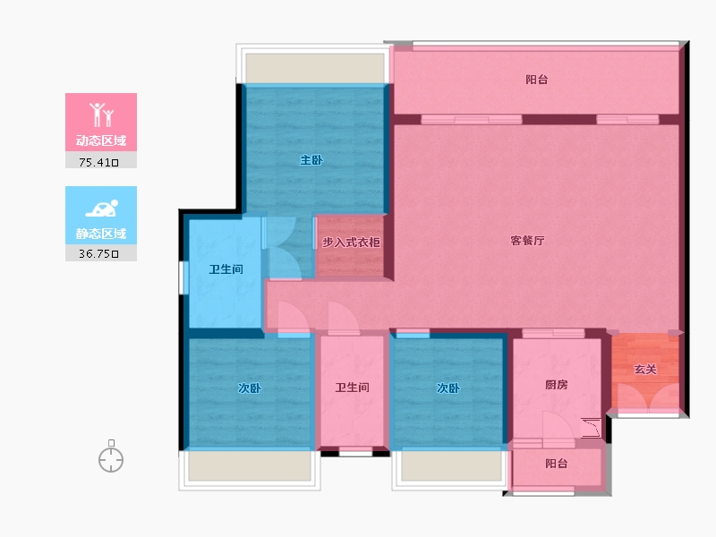 重庆-重庆市-招商・云邸-100.02-户型库-动静分区