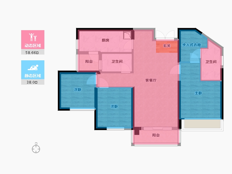 重庆-重庆市-招商・云邸-85.30-户型库-动静分区