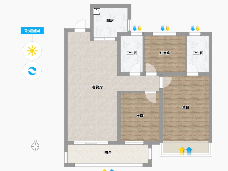 河南省-开封市-保利城-84.21-户型库-采光通风