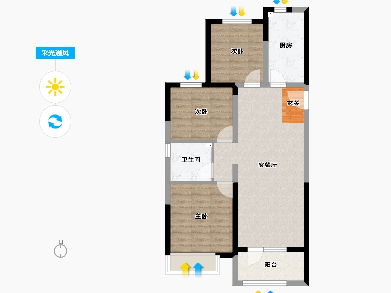 河北省-石家庄市-保利城-72.97-户型库-采光通风