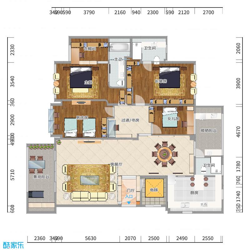 黄建-《爱丽舍》新古典|四居大平层-户型图概览