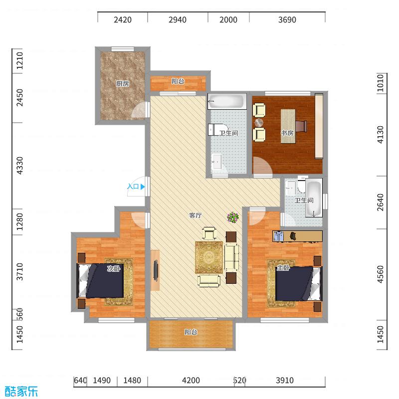 商丘卡诺亚-150㎡新中式三居-户型图概览