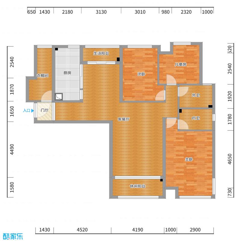 wangfei12345.good-145方美式三居-户型图概览
