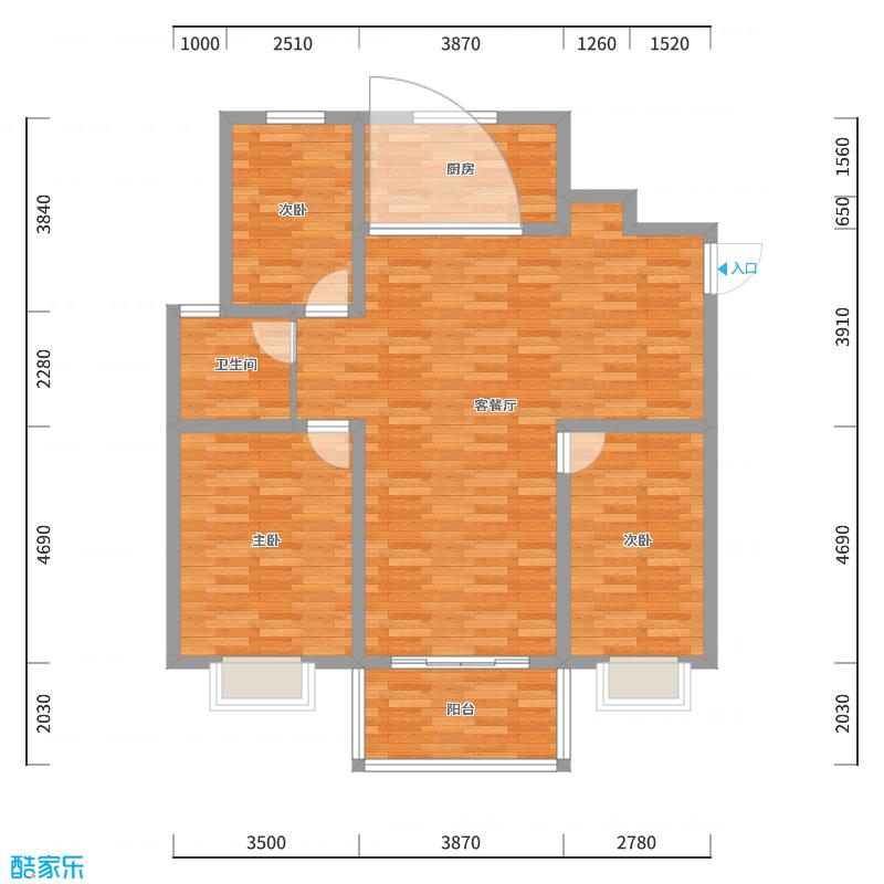 AHome999-122方富林小镇三居-户型图概览