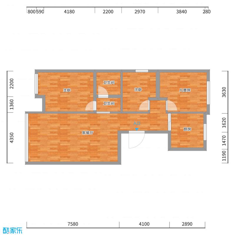 156****1187XOTe-111㎡复古混搭三居-户型图概览