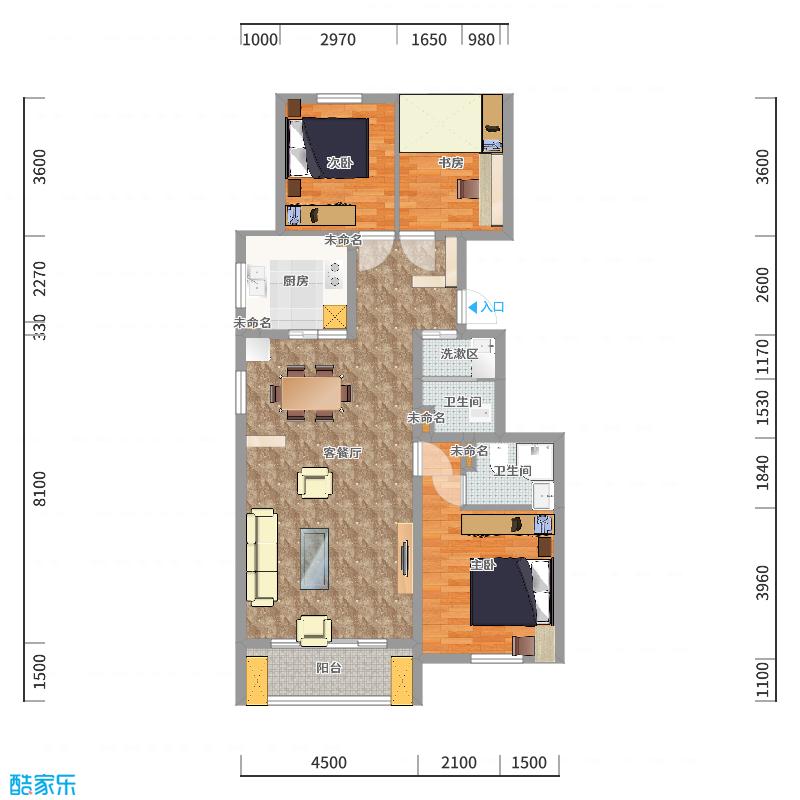 设计师丨胡月平-118㎡新中式两居-户型图概览