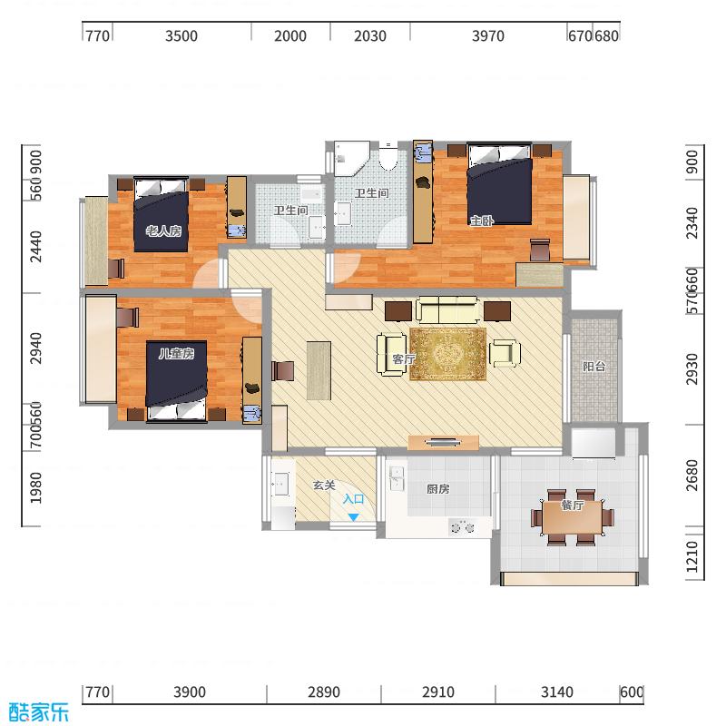 李青越-137㎡新中式三居-户型图概览