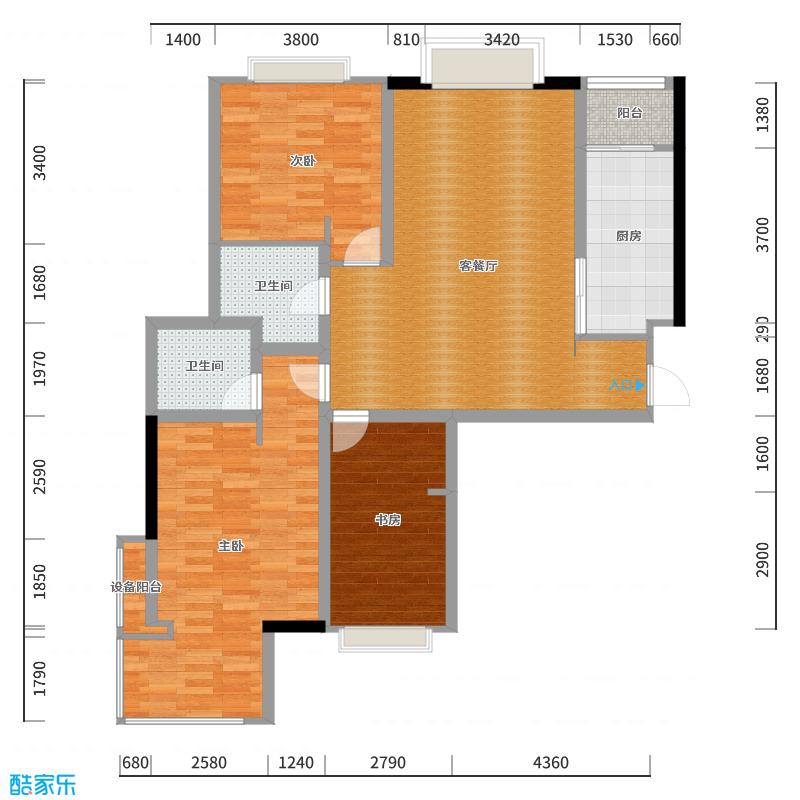 陈辉-125方北欧两居-户型图概览