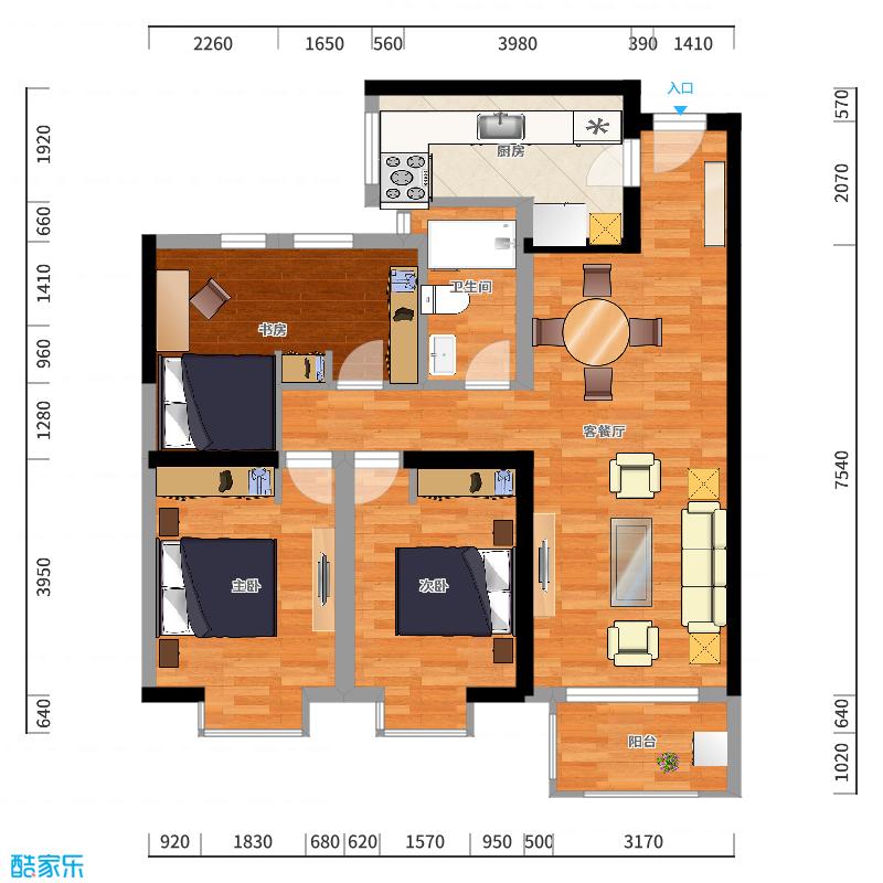 egQg-111方北欧三居-户型图概览