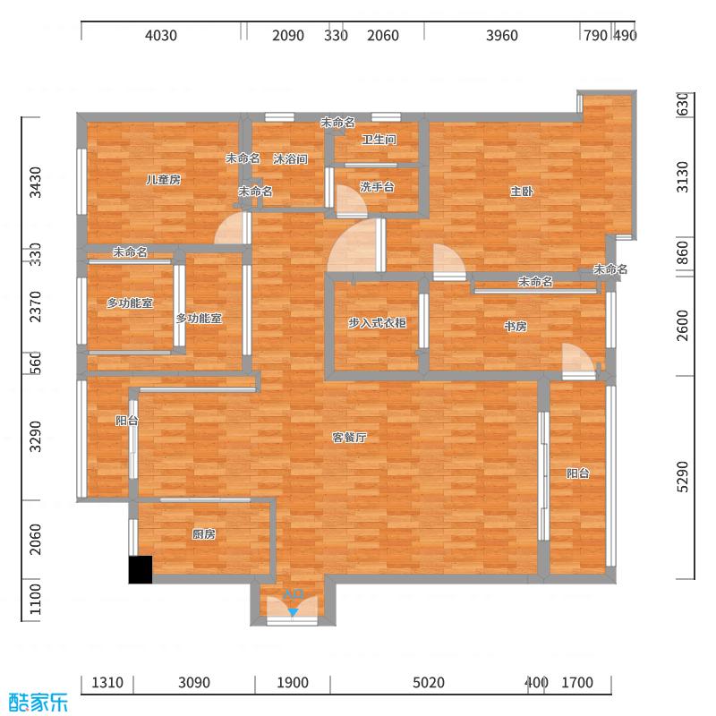 云起设计丨云起-185方新中式三居-户型图概览