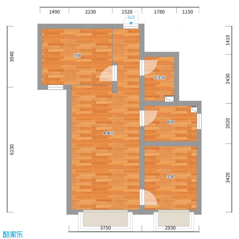 李青越-66方北欧两居-户型图概览