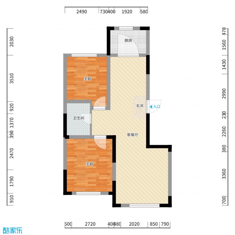 吉林长春侯崇利-89㎡美式两居-户型图概览