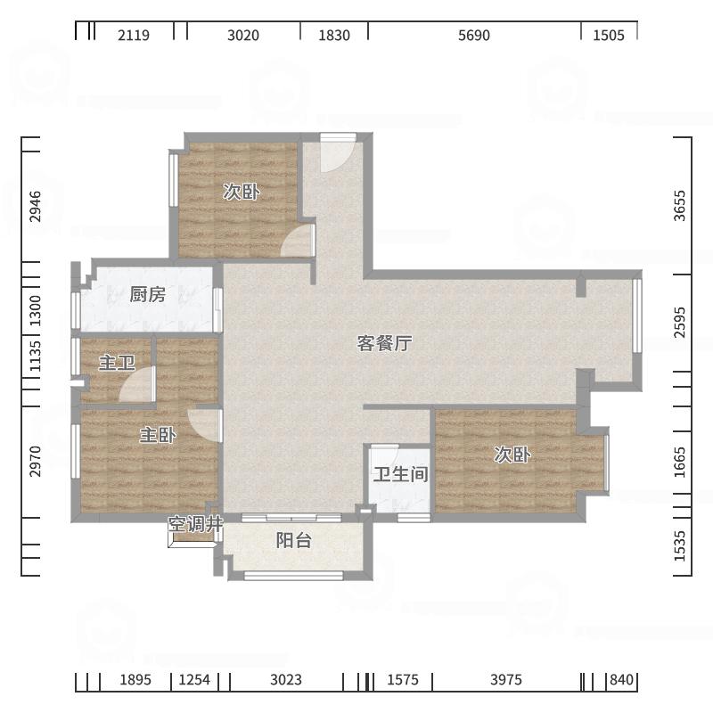 整装设计阿龙-现代（黑白灰）-户型图概览