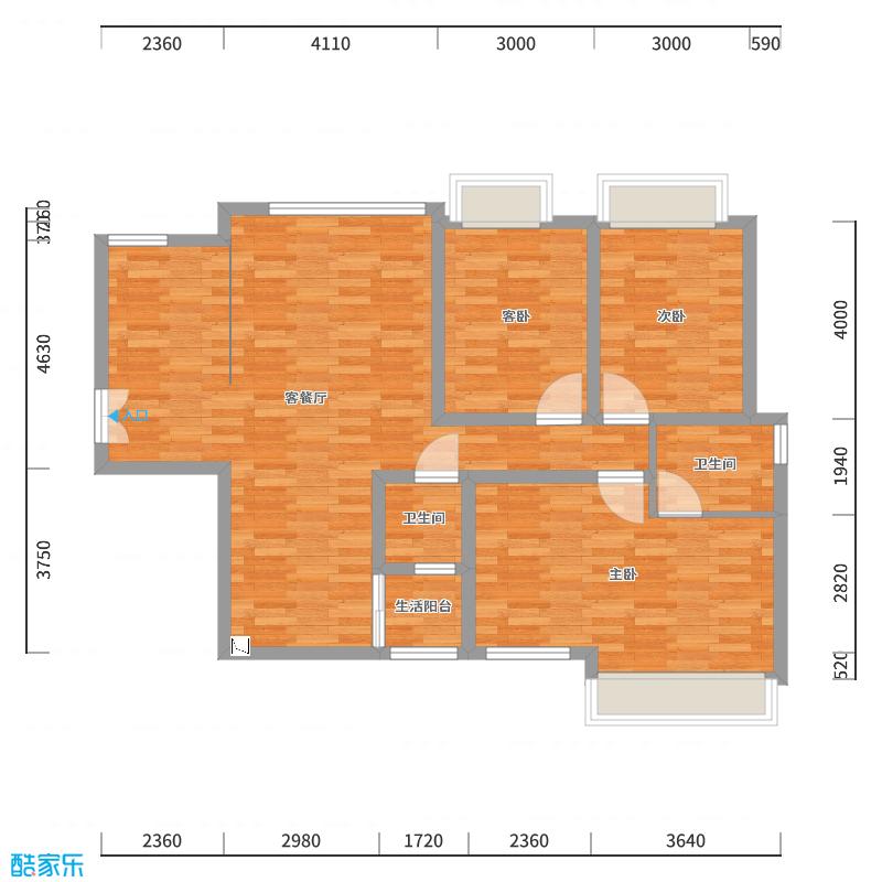 遂宁伊恋全屋定制-118㎡现代・黑白灰-户型图概览