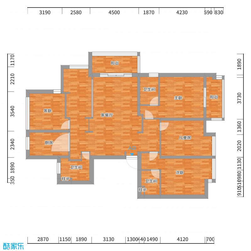 陈辉-183方现代四居-户型图概览