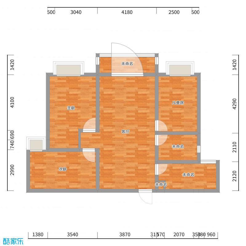 刘瑞-116方简美三居-户型图概览
