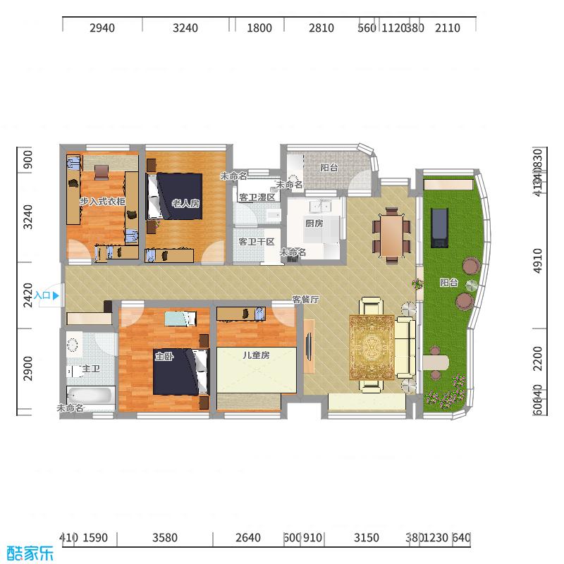 王思力-159方北欧三居-户型图概览