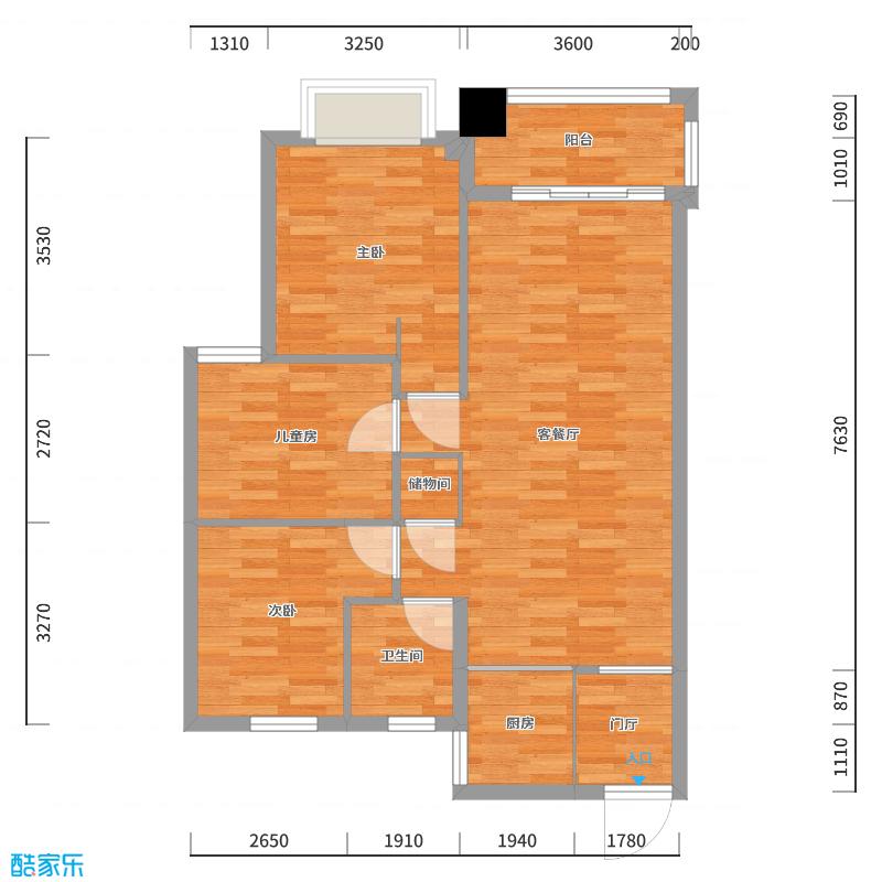 神马云在线-92方地中海三居-户型图概览