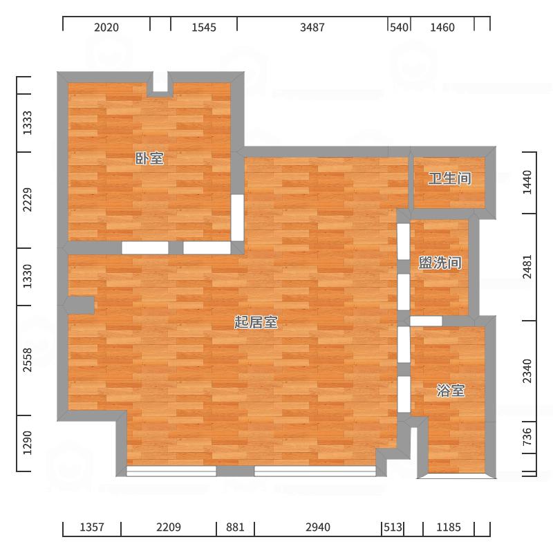 熬暖酱-87方地中海民宿一居-户型图概览