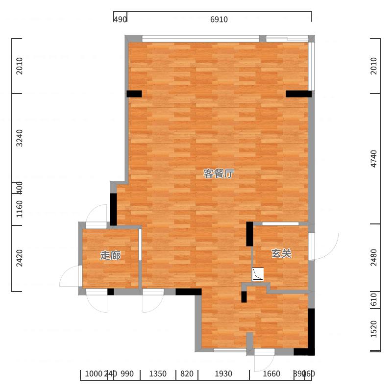羽非设计-轻奢美式客餐厅-户型图概览