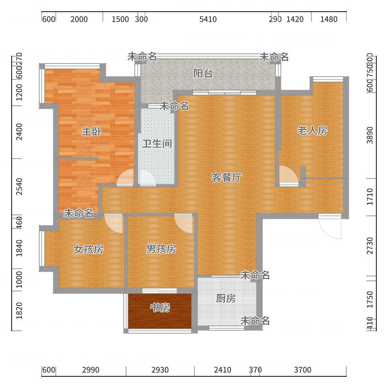 设计师孙恺-141方美式三居-户型图概览