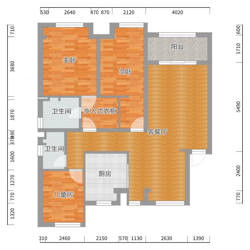 陈辉-125方简欧三居-户型图概览