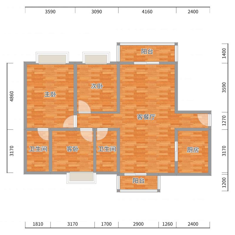 珠穆朗玛dUDg-122方地中海三居-户型图概览