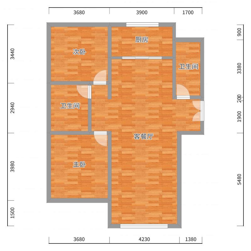 杨媛媛-108方简美两居-户型图概览