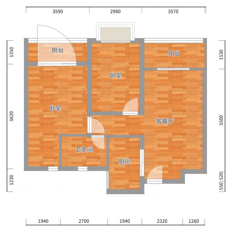 林涵勉-83㎡北欧两居-户型图概览
