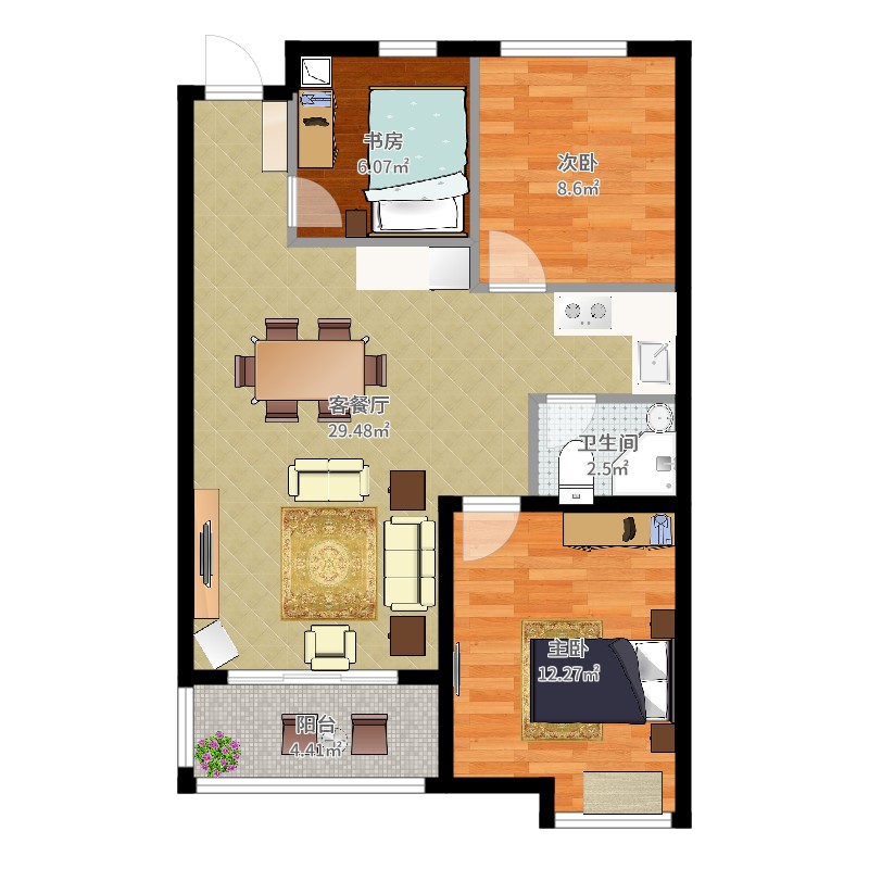 建筑面积85平,两居想改三居.谢谢